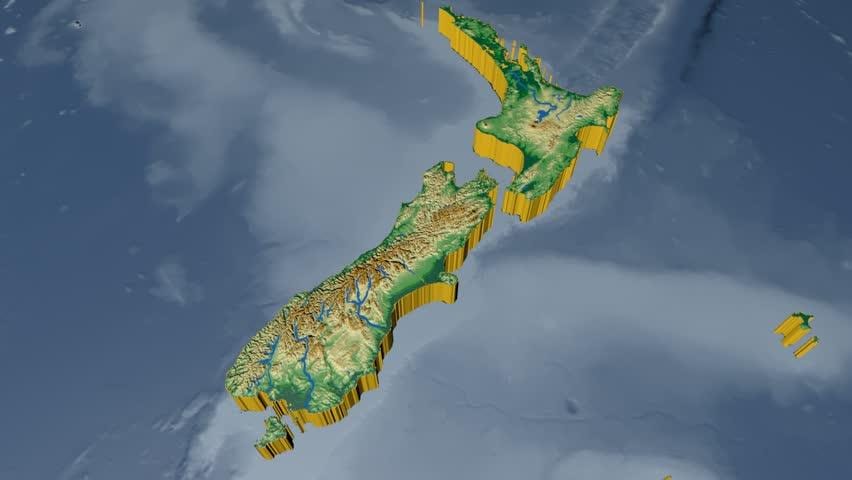 Mapa ng 3d new zealand