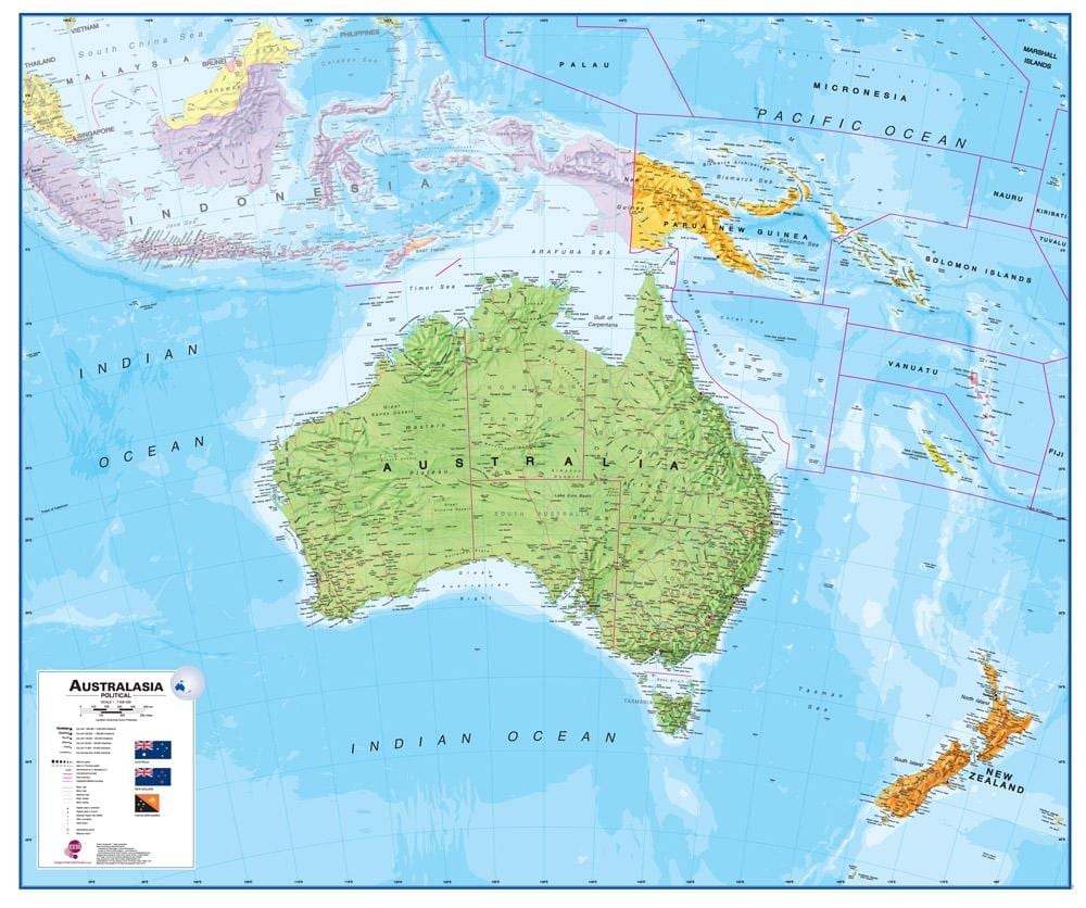 Mapa ng australia at new zealand pisikal na