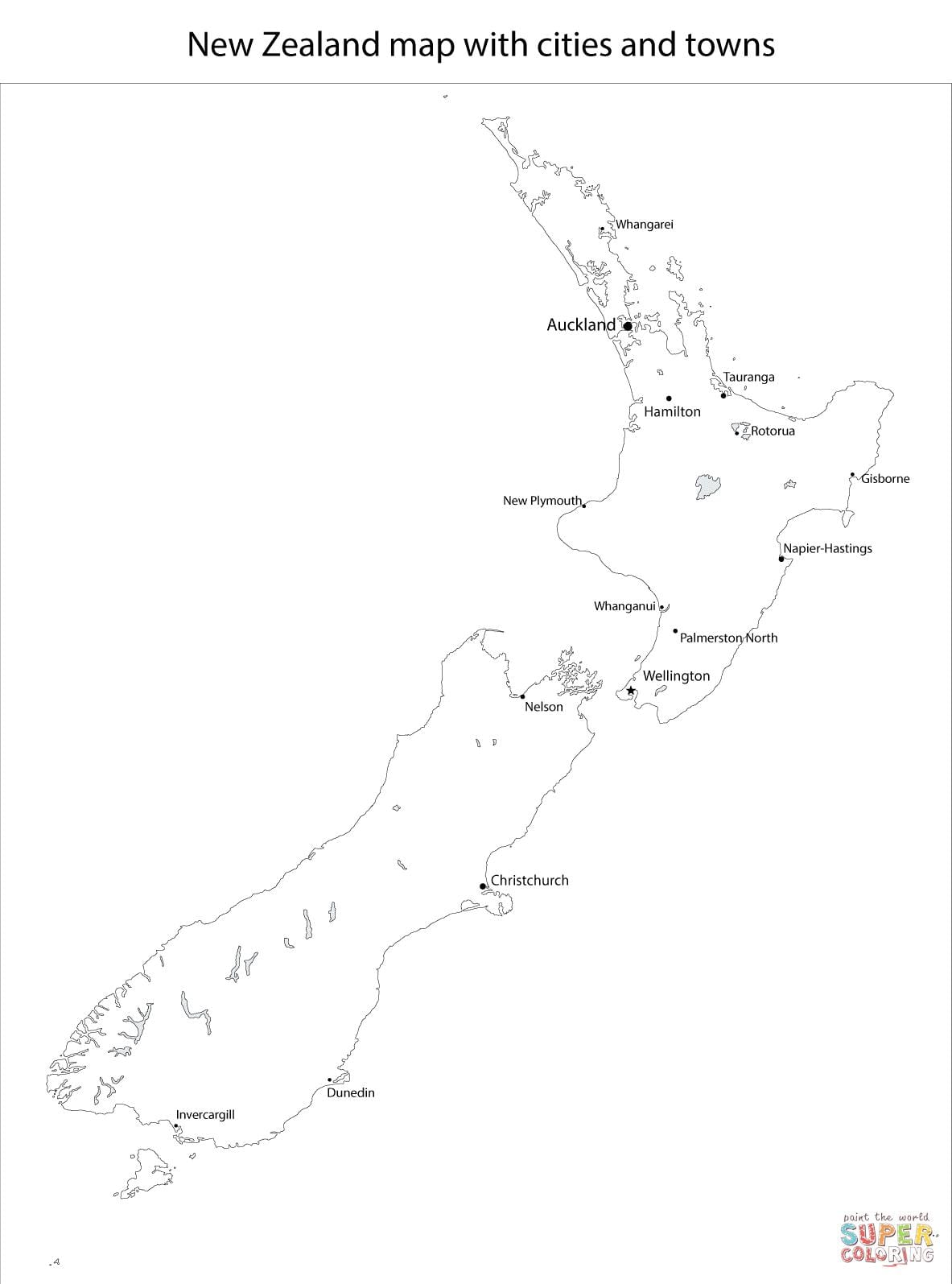 mapa ng new zealand itim at puti
