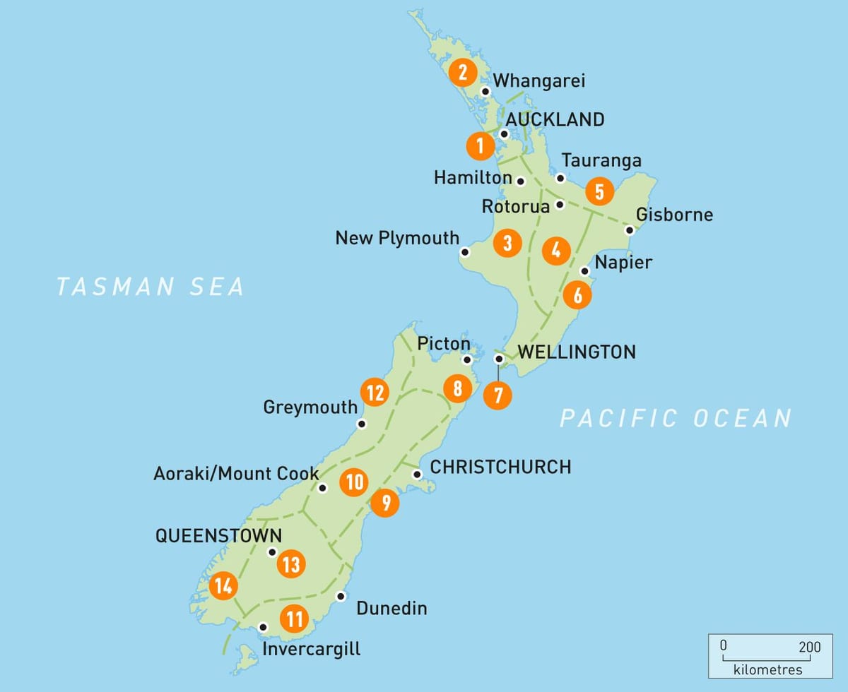 Mapa ng south island ng new zealand bayan