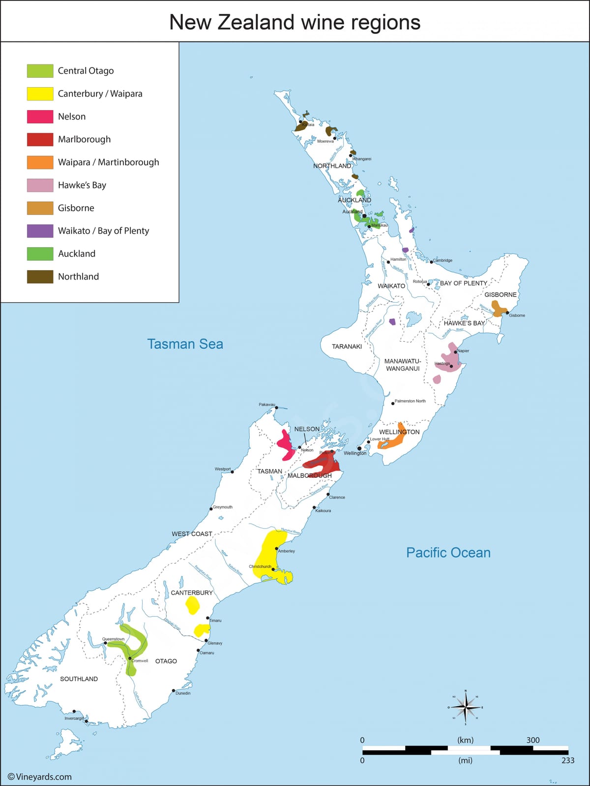 new zealand alak rehiyon ng mapa