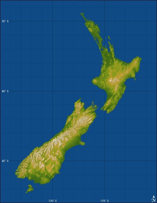 new zealand altitude mapa