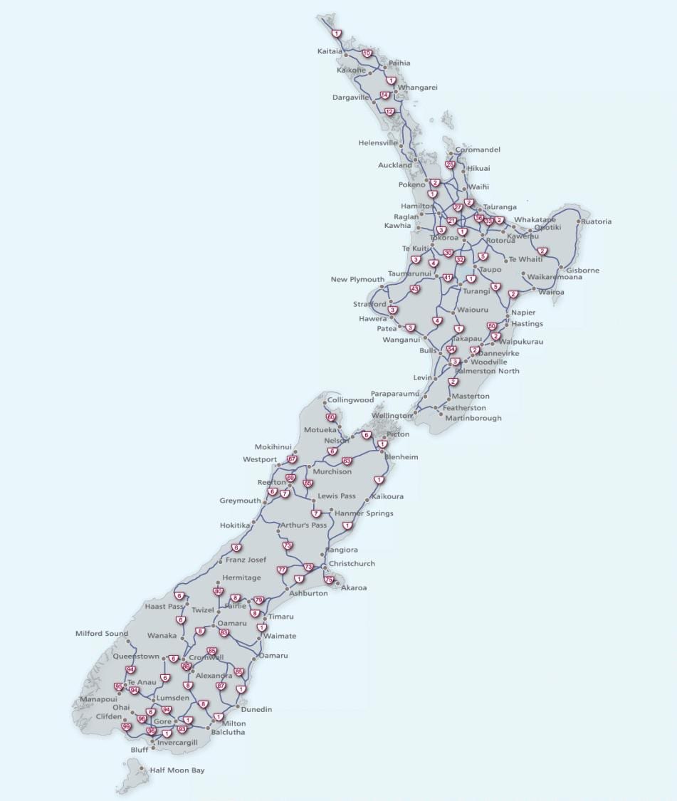 Mapa ng new zealand ruta 