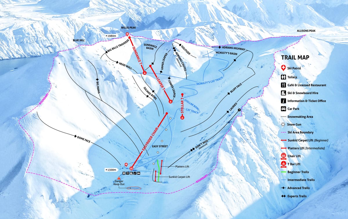 new zealand ski resorts mapa