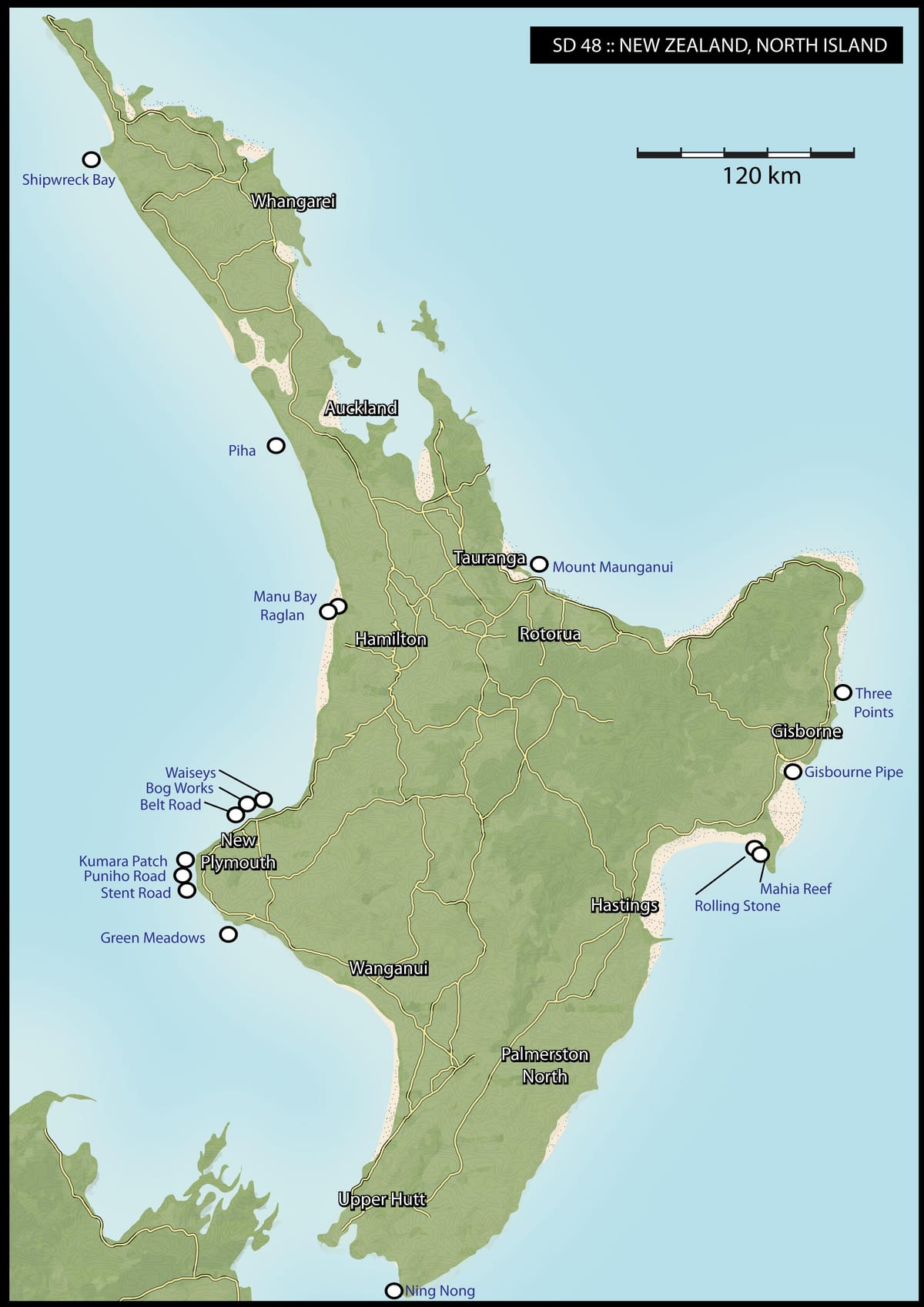Mapa ng new zealand surf