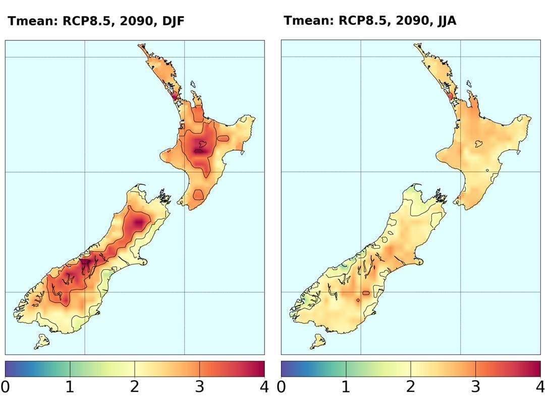 Mapa ng new zealand temperatura