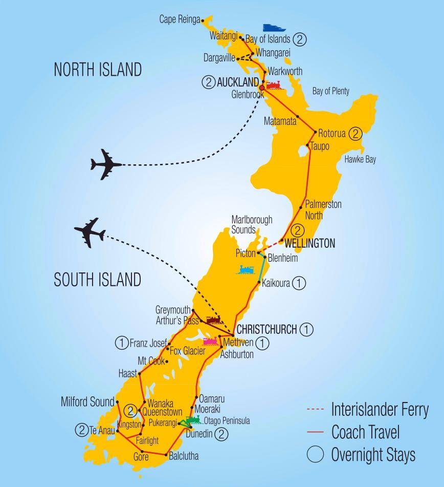 Mapa ng new zealand tren
