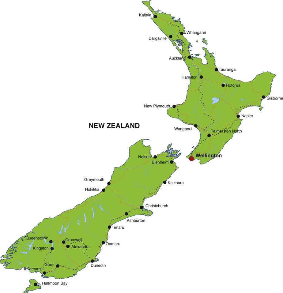 Mapa ng new zealand unidos