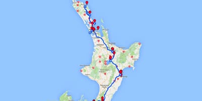 Pagmamaneho mapa ng north island ng new zealand