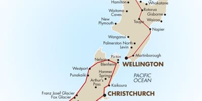 Mapa ng south island ng new zealand sa pagmamaneho
