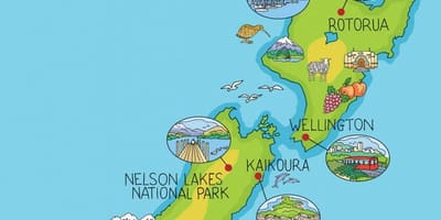 New zealand mapa cartoon