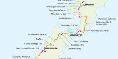 Mapa ng new zealand ikot na trail