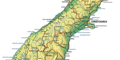 Turista mapa ng south island ng new zealand