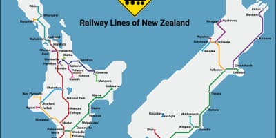 New zealand sa pamamagitan ng tren network ng mapa