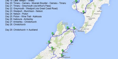 Mapa ng new zealand trip road